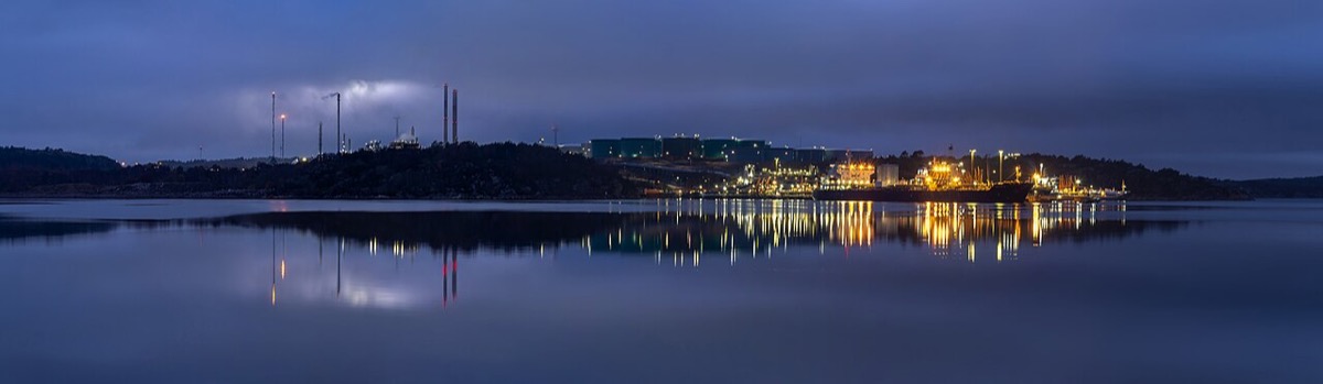 Oil refinery at blue hour